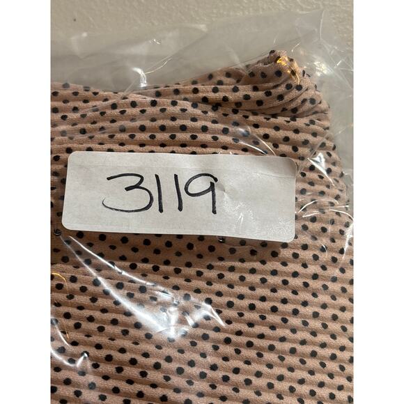 Adrianna Papell Women Large Pink Polka Dot Ruffle Hem Long Sleeve Top Blouse - Picture 11 of 11